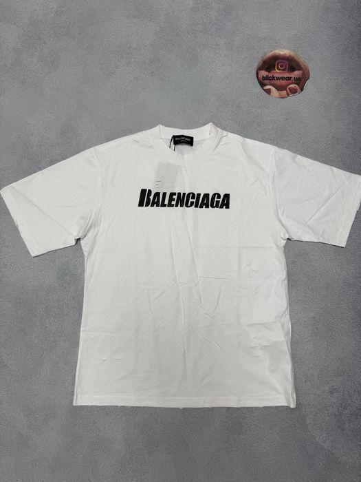 футболка Balenciaga Destress white tee S M L