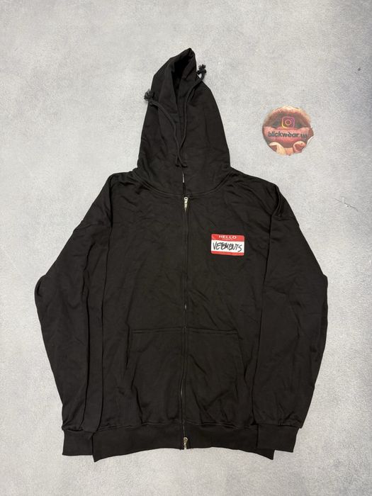зип худи Vetements hello my name is black red balenciaga s m