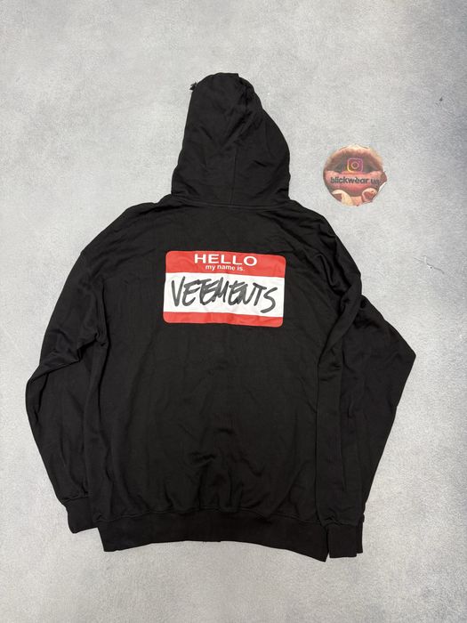 зип худи Vetements hello my name is black red balenciaga s m — фото 4