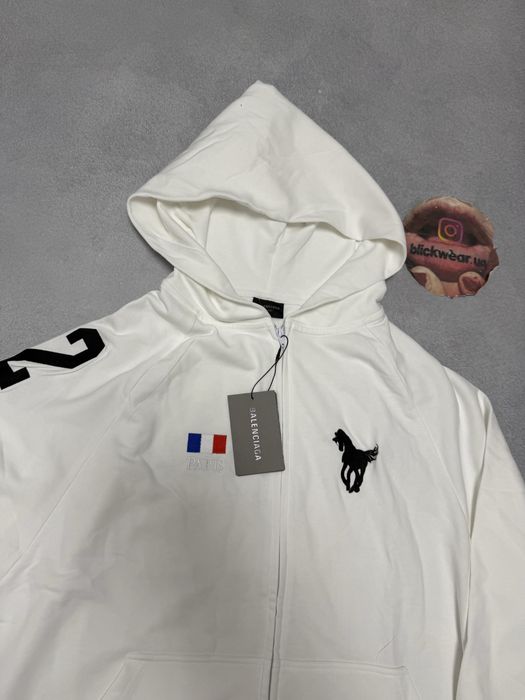 худи Balenciaga White Zip up S M L — фото 2