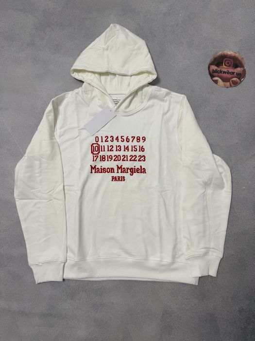 худи Maison margiela white red logo M L