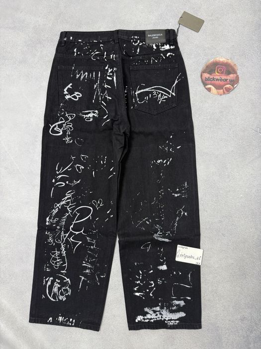 штаны Balenciaga grafiti jeans black м л — фото 3