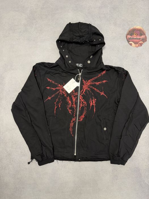 зип худи Thug club Dragon zip black red vetements project gr chrome
