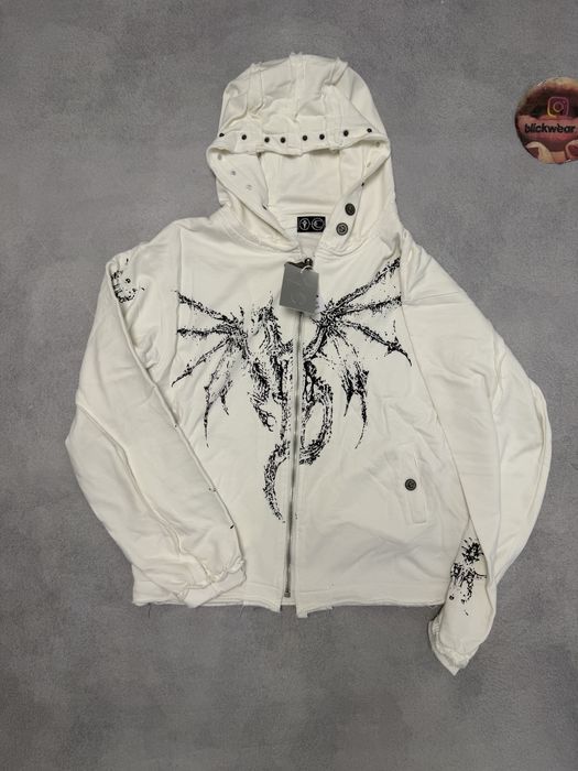 зип худи Thug club Dragon zip white vetements project gr chrome