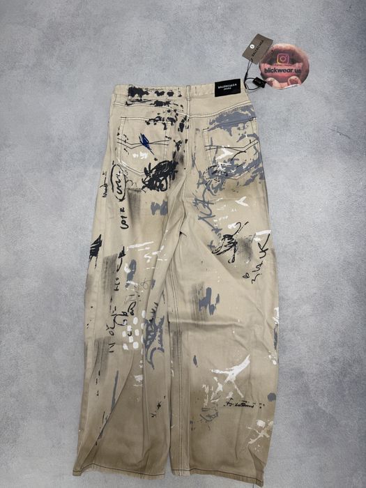 штаны джинсы Balenciaga Grafity jeans Vanille M L rick owens vetements — фото 4