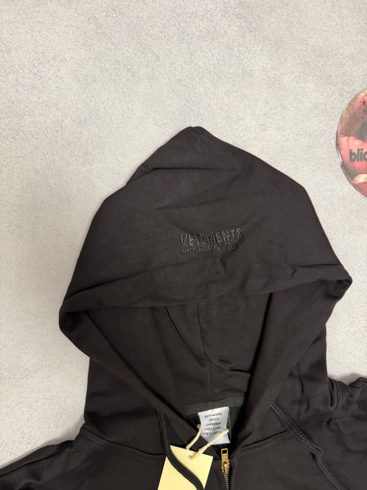 зип худи Vetements metalized black zip up balenciaga rick owens — фото 5