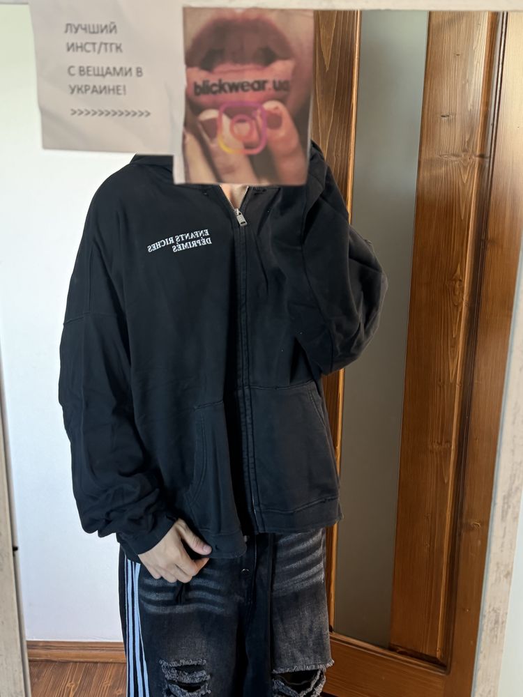 зип худи Enfants Riches deprimes Black zip up S M L erd balenciaga vetements rick owens — фото 6