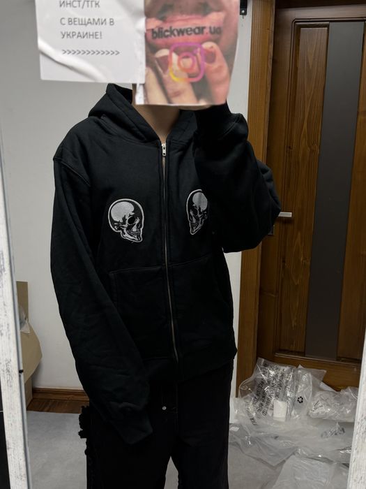 Зип худи Number Nine Skull black zip up S M L balenciaga rick owens vetements acne studios project gr protocol index — фото 5