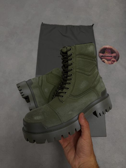 Буты черевики Balenciaga Strike boots Army green 41 42 43 44 45 rick owens timberland lanvin acne studios — фото 2